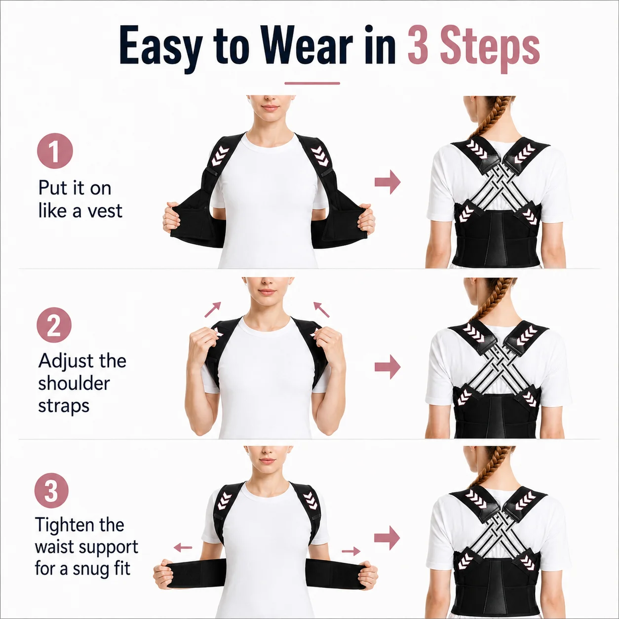 Adjustable Posture Corrector with Waist Belt