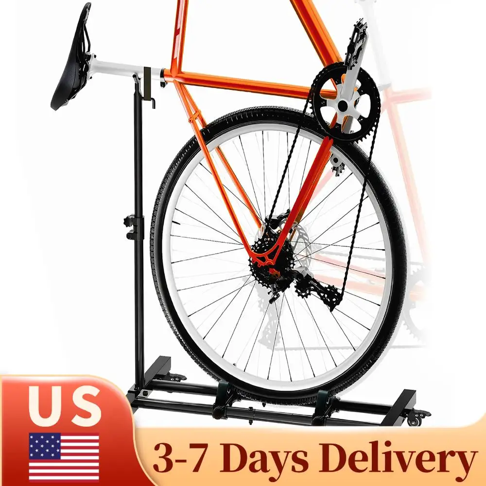 

Вертикальная стойка для хранения велосипедов на колесиках, экономящая место, отдельно стоящая подставка для велосипедов для обслуживания и гаража