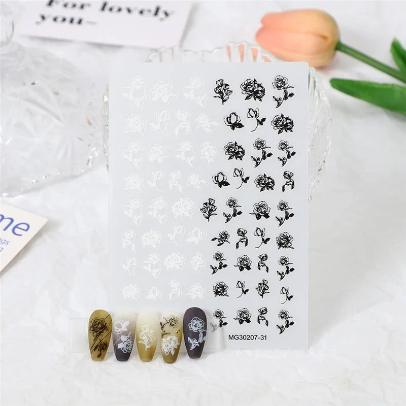 New Chinese Style Nails Flower Self-adhesive Stickers Manicure Decals Waterproof Design Nail Art Decoration Sliders