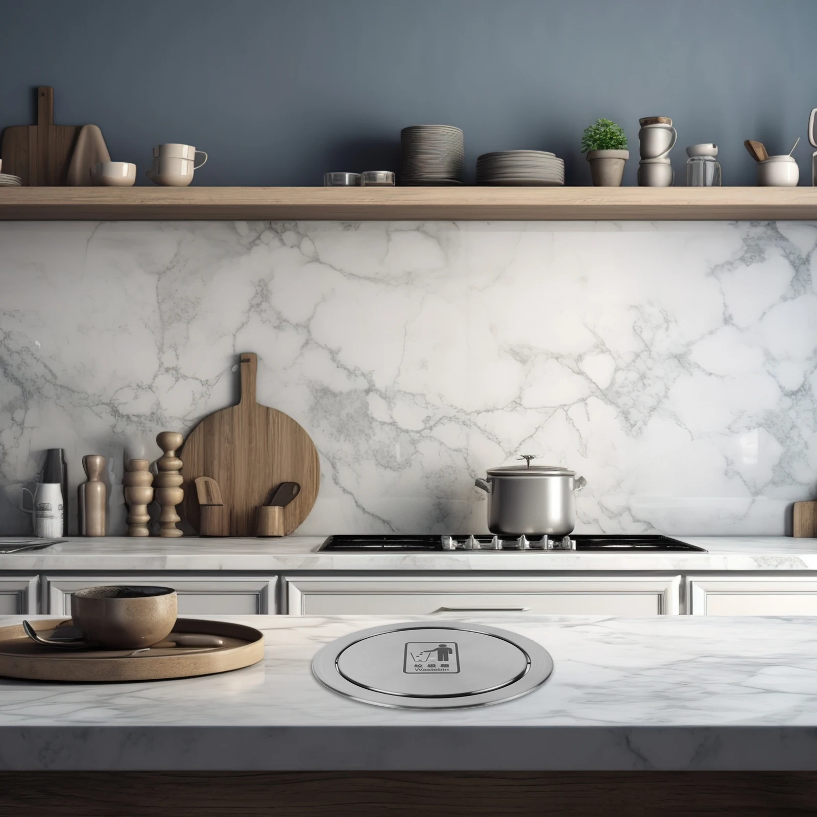 

Stainless Steel Trash Bin Lid Recessed Flush Cover For Kitchen Bathroom Countertop Garbage Built-In Flap Swing Cover