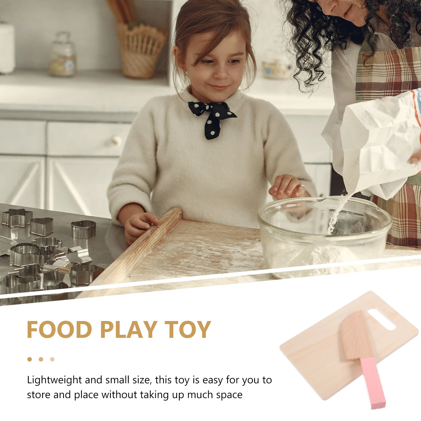 

1 set Pink Wooden Cutting Board Toy Smooth Surface Safe Kids Kitchen Game Accessories Lightweight Small Size Children Toy