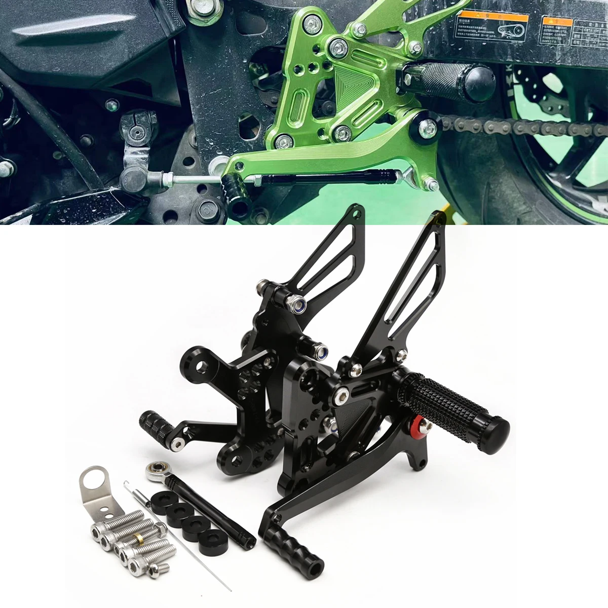 For KAWASAKI NINJA400 Ninja 400 Z400 2018 2019 2020 2021 2022 2023 Motorcycle Footrest Rear Set Rearset Footpeg Foot Peg Pedal