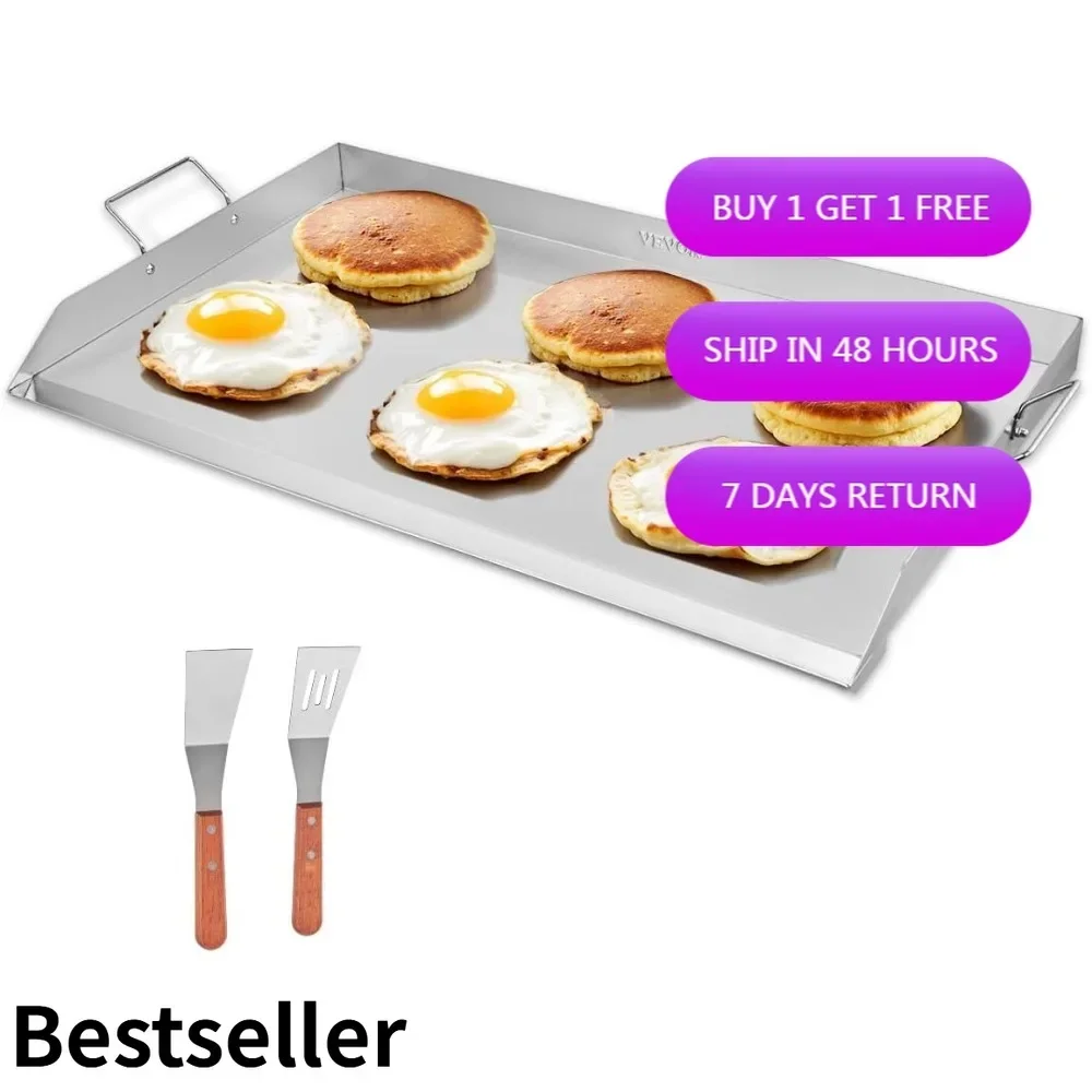 

Universal 36 x 22 Stainless Steel Gas Grill Griddle, Rectangular Plate for BBQ and Teppanyaki Cooking