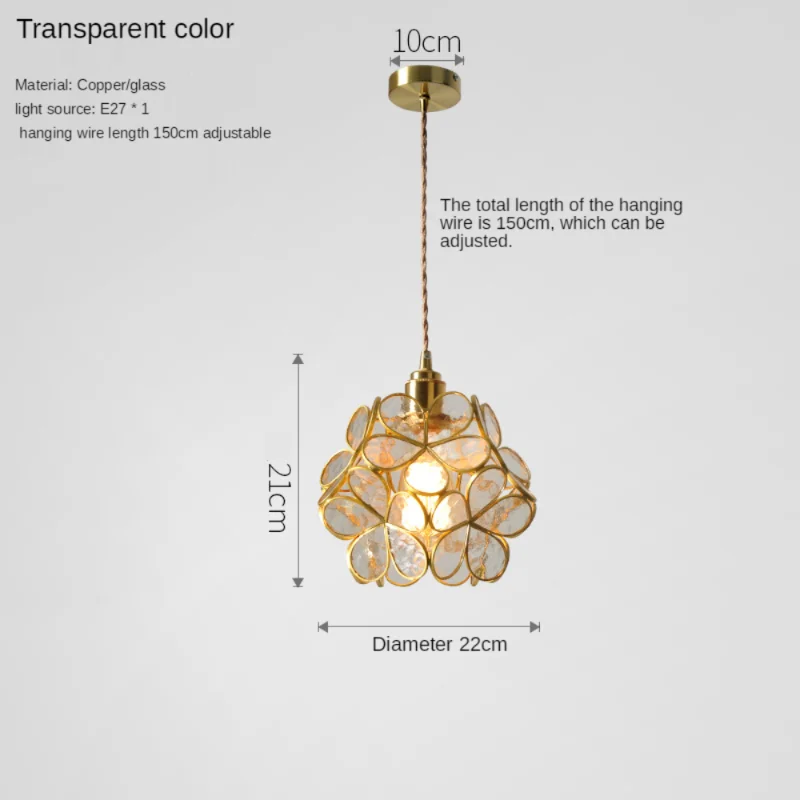 

LED pendant lamp Simple Creative Iron Art Living Room Light Bedroom Bedside Dining Glass Petal Lamps