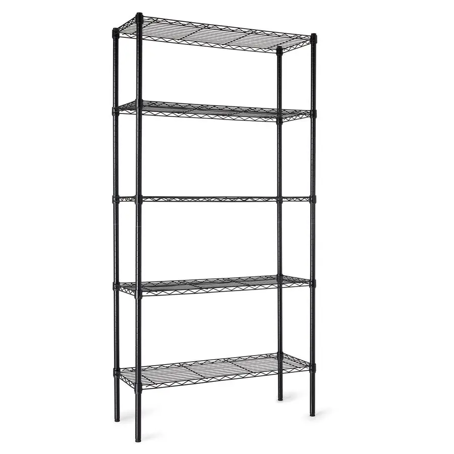 

Basics 5Shelf Steel Wire Rack Storage, 36 L x 14 W x 72 H, Black Heavy Duty, Adjustable, for Kitchen, Garage, Shelving Organizer