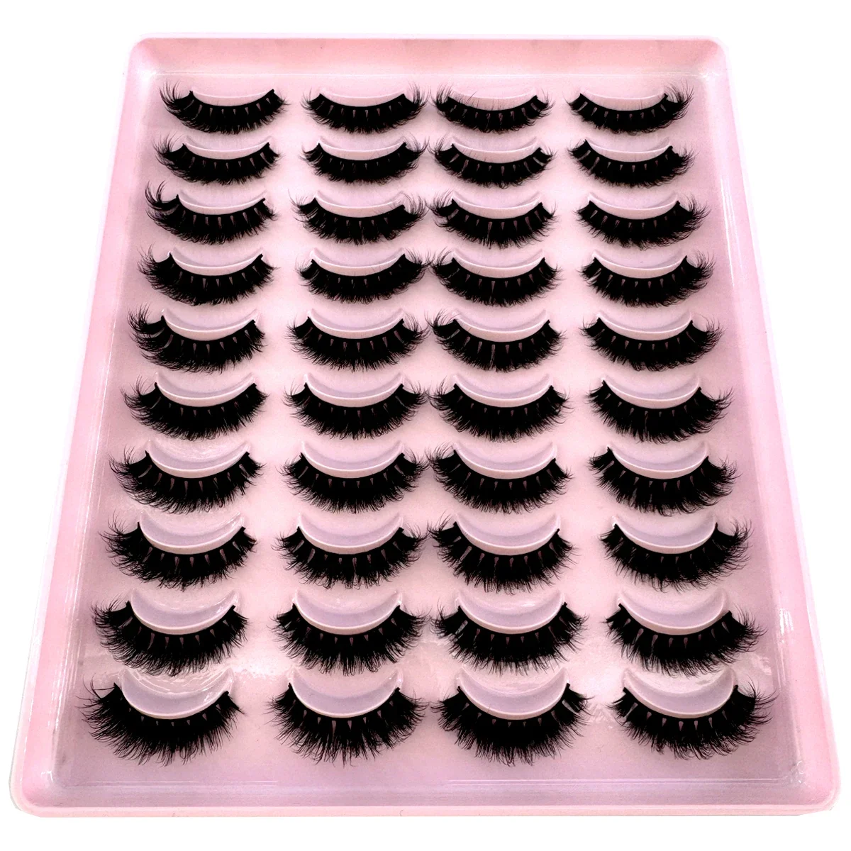 HBZGTLAD 20 pairs of soft and fluffy natural long fluffy curled 3D mink false eyelashes thick and elongated natural long holiday
