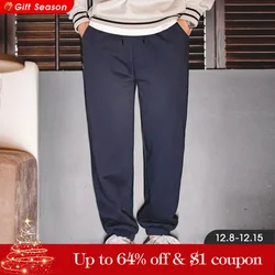 Maden Winter Fleece Sweatpants for Men Warm and Comfortable Solid Color Pants Drawstring Casual Trousers Men's Gray Pants