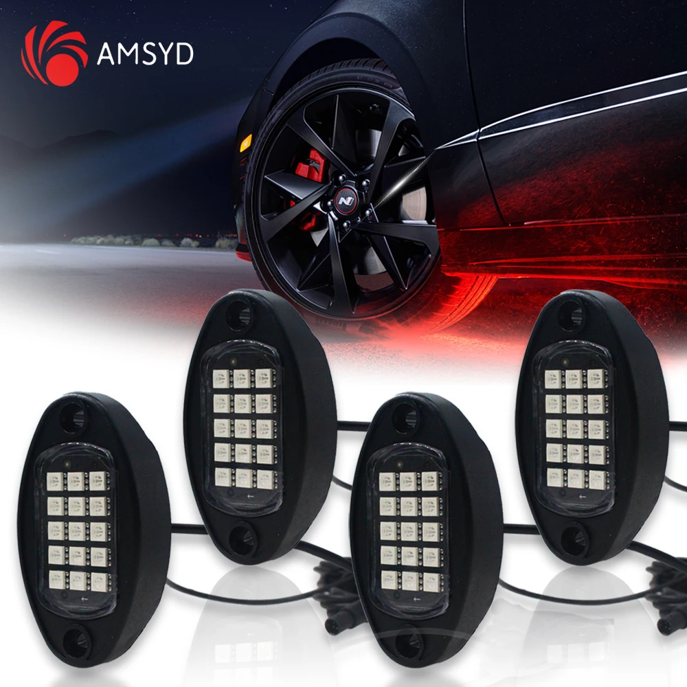 

Светодиодные рок-фонари RGB для Jeep Off-Road Truck Boat Music Sync Undergolw 4/6/8/10/12 в 1, Bluetooth APP Control, автомобильный светильник шасси