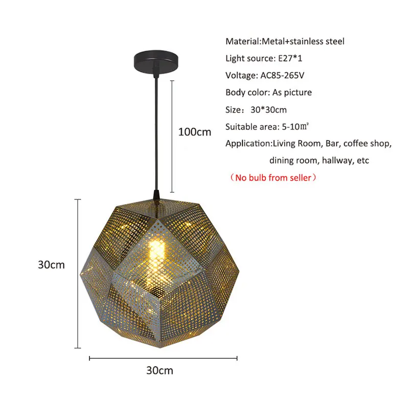 Nordic Dining Chandelier Retro Bar Cafe Lighting Creative Pendant Light Luxury Post-Modern Stainless Steel Geometric CeilingLamp