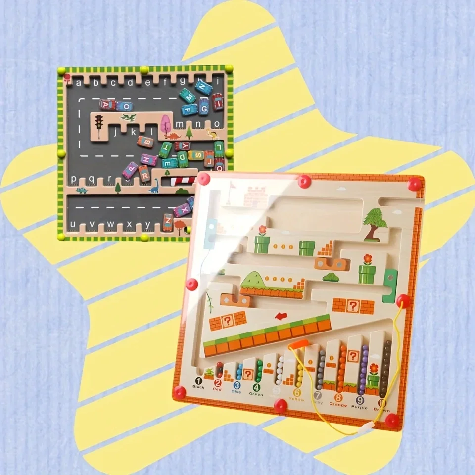 2pcs-wooden-magnetic-maze-toy-set-fun-maze-game-sorting-counting-matching-pen-control-training-educational-toys