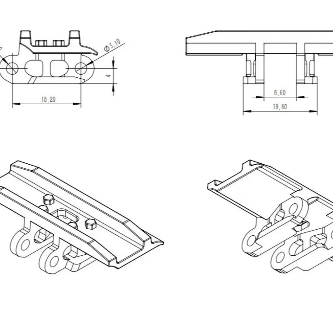 KABOLITE RC Hydraulic Excavator Track Parts Stainless Steel Track Construction Excavator Parts K970Model