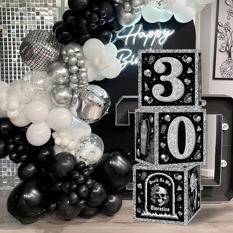 الموت لزخارف 20s 30th صناديق زينة عيد الميلاد لها ريب تو بلدي 20s بالون كتل صناديق بالونات سوداء مع L