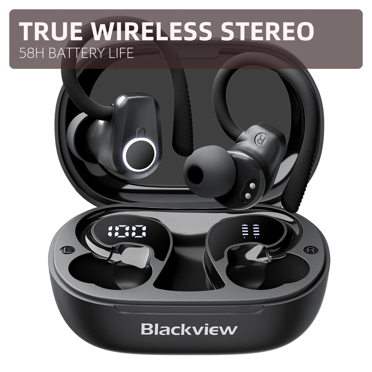 Blackview AirBuds 60 에어 컨덕티드 베이스 ENC 이어폰, 오픈 헤드폰, 트루 와이어리스 스테레오 이어폰, 스포츠 TWS, 마이크 포함 