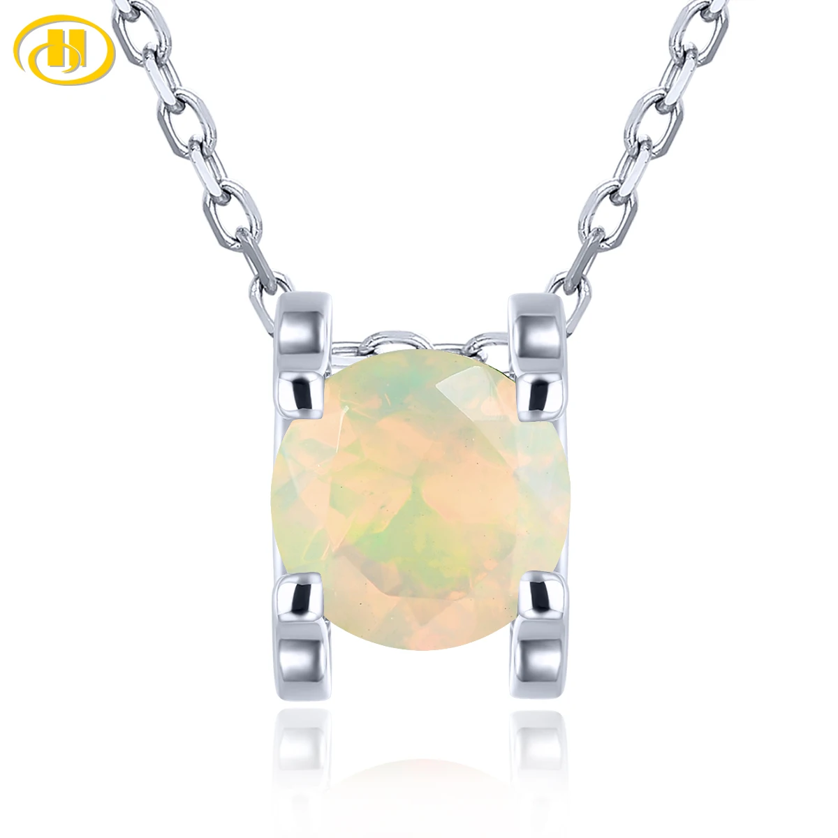

Natural Opal Sterling Silver Pendant Necklace 0.88 Carats Genuine Gemstone Simple Classic Fine Jewelrys S925 Rhodium Plated