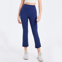 Women Capri Yoga Pants Stretchy Soft High Waist Fitness Pants Solid Color Sports Casual Trousers Breathable Workout Clothes