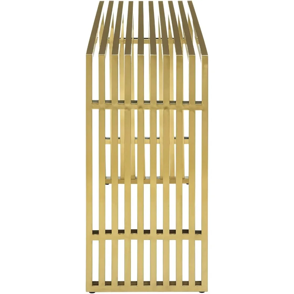 Moderner Konsolentisch aus goldenem Edelstahl mit Gridiron-Design