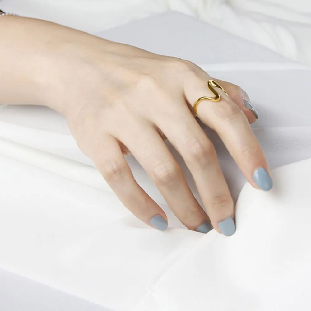 للنساء فتاة شخصية رقيقة موجات غير النظامية السلس البنصر مجوهرات الحفلات افتتاح حلقة الإكسسوارات