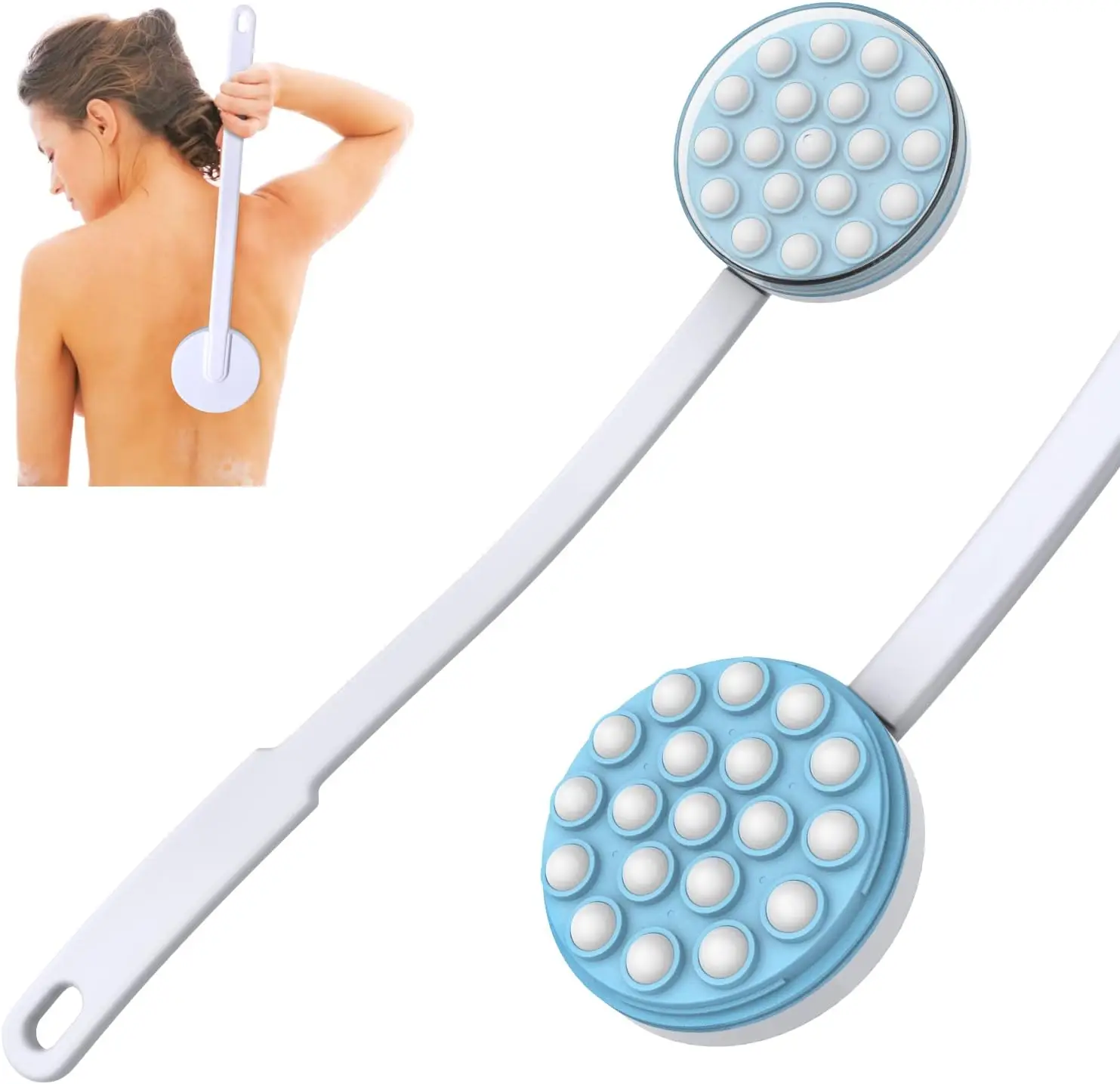 Back Lotion Applicator Massager Self-Handheld Sunscreen Cream Shower Gel Legs Feet Long Bath Brush Roll Dispenser