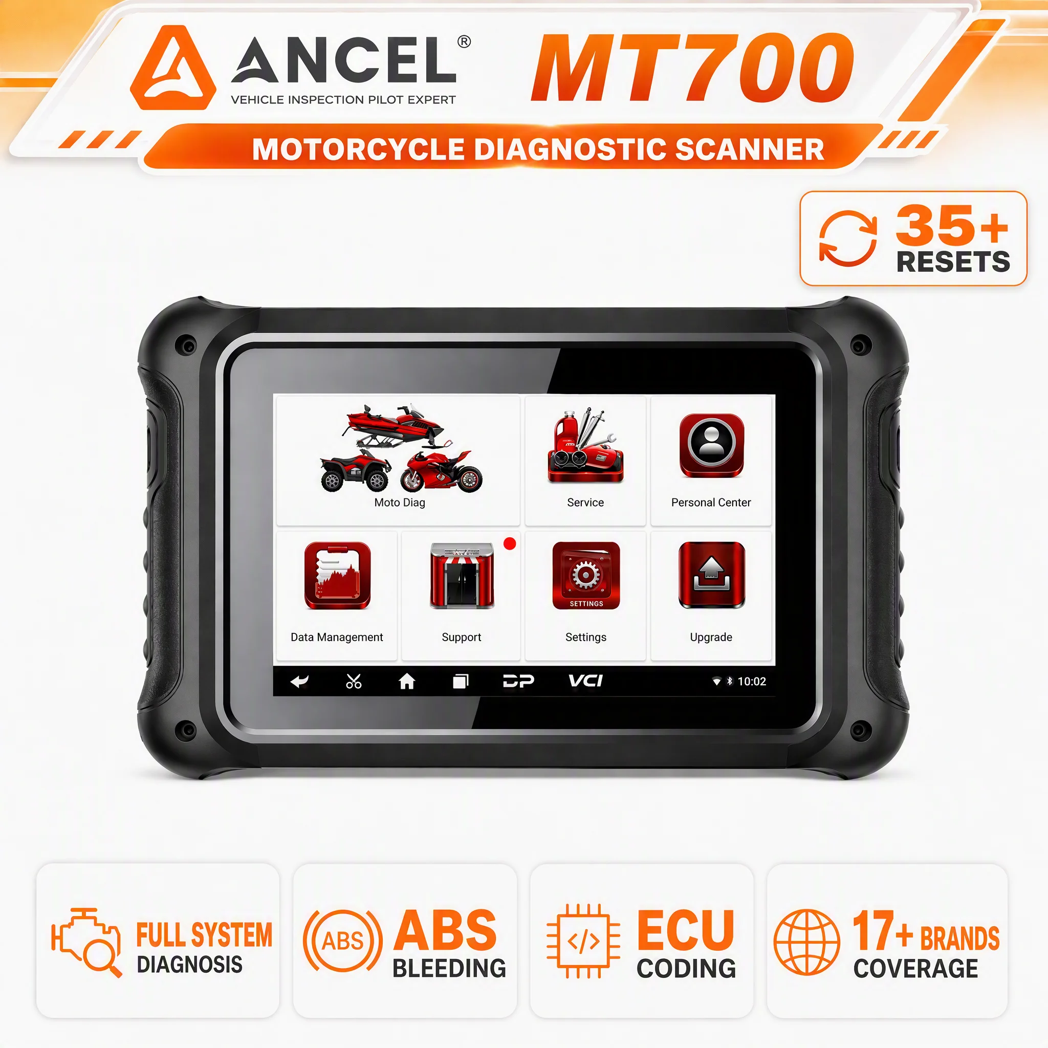 All System Motorcycle OBD2 Scanner ANCEL MT700 35+ Reset Oil Reset ABS Bleeding Diagnostic Tool for Ducati Kawasaki Suzuki