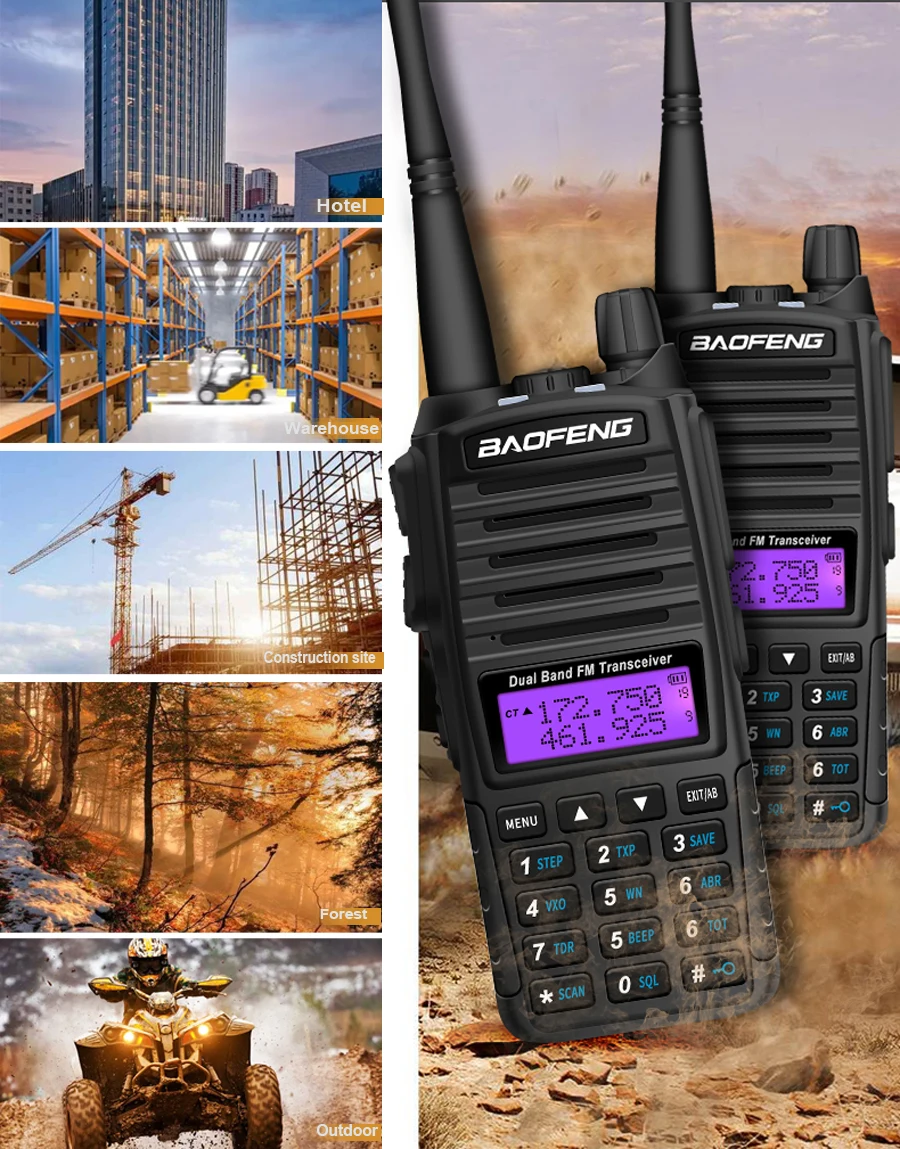 AAA+ Real 8W 5W Портативное FM-радио Walkie Talkie UV-82 Dual PTT Двусторонний VHF UHF Аматорский радиоприемник UV82 Двусторонний передатчик