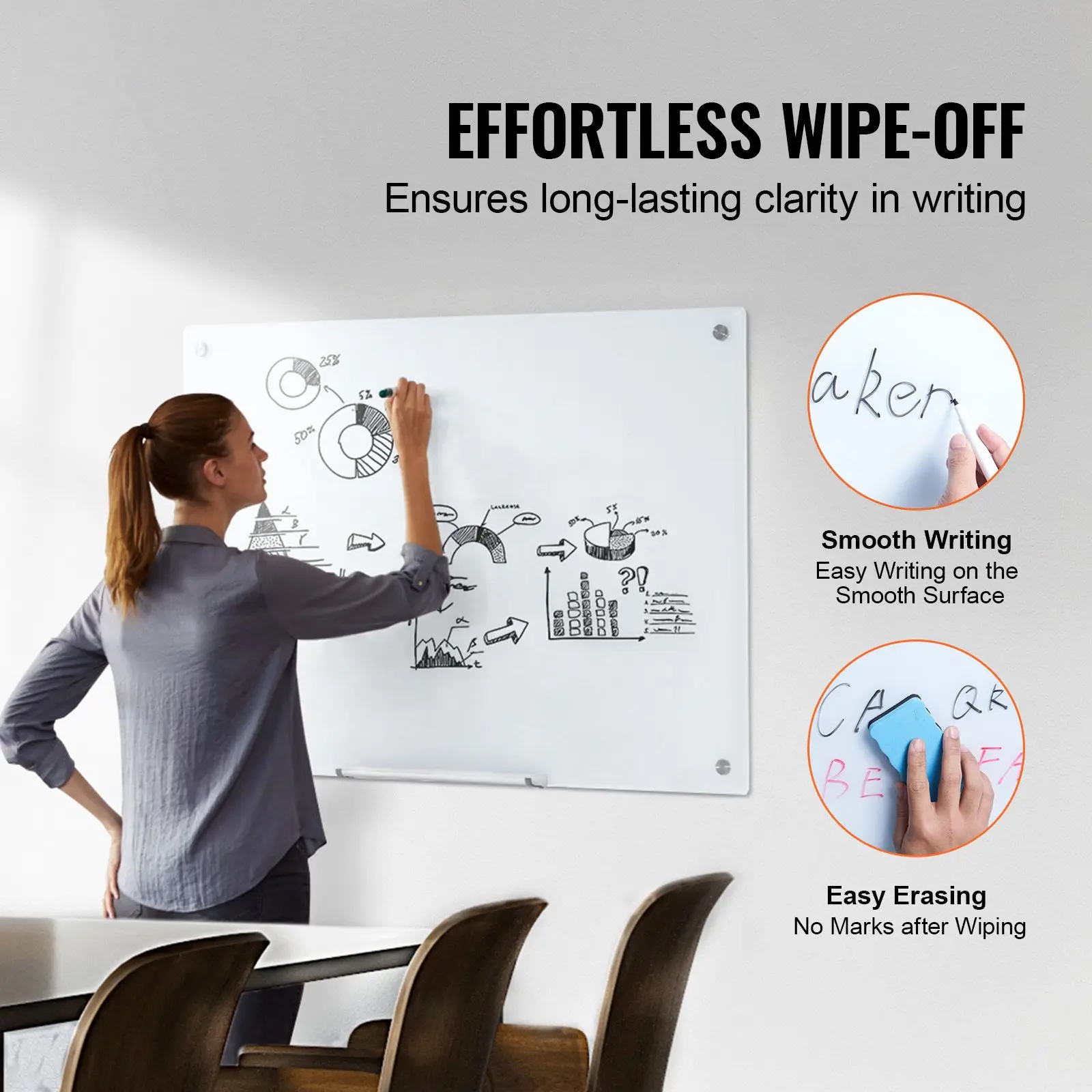 Magnetic Glass Whiteboard, Dry Erase Board 36