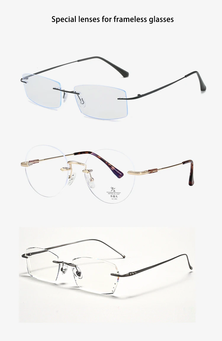 ALICIA 1,61 MR-8 1,67 MR-7 Randlose Brille Progressive Multifokallinse Gehärtete HD Anti-Blaulicht Photochrome Gläser Mann Frau – Detail 8