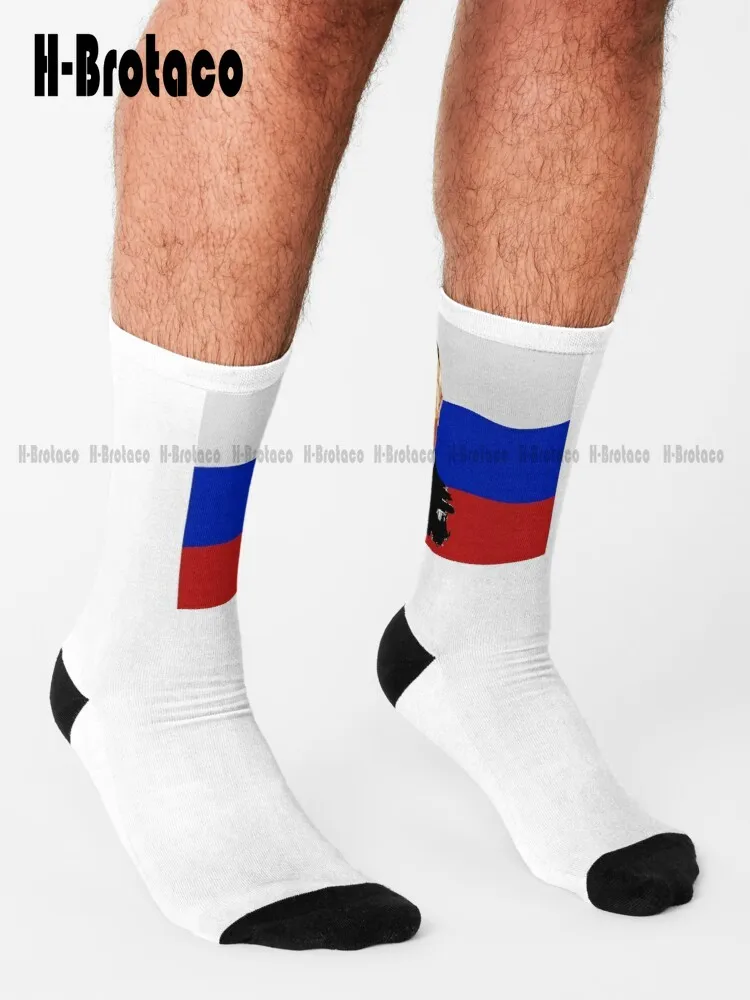 Putin. On Russian Flag. Socks Sock Comfortable Best Girls Sports Harajuku Gd Hip Hop Cartoon Teen Youth Socks 360° Digital Print