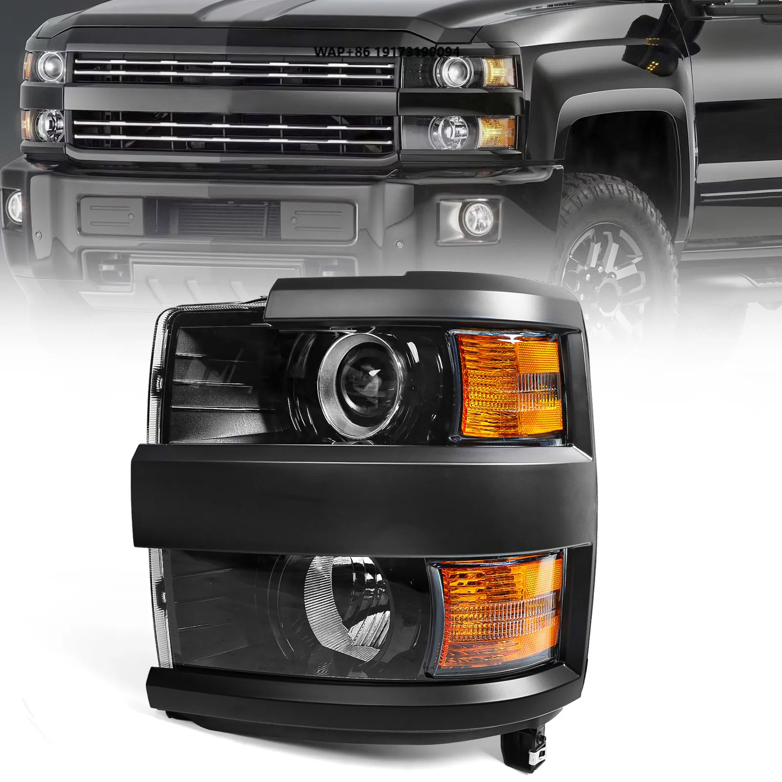 

SPM New Silverado LED Headlights 12V ABS+PC 4000 Lumens ISO9001 Certified Black with 2012-2015 2014+