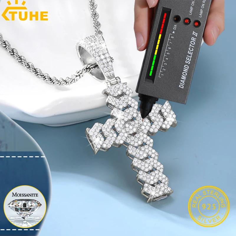 

TUHE Unisex Rotating pendant Pendants Hip Hop Jewelry Fully Moissanite Pendant Necklace With Fine Jewelry