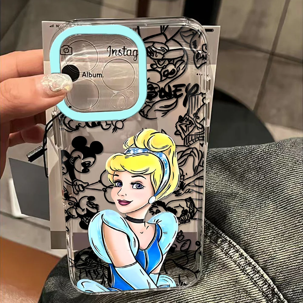 Disney Princess Jasmine Print Clear Space Phone Case For iPhone 11 12 13 14 15 16 Pro Max Mini X Xs XR 7 8 plus Se2020 Transpa