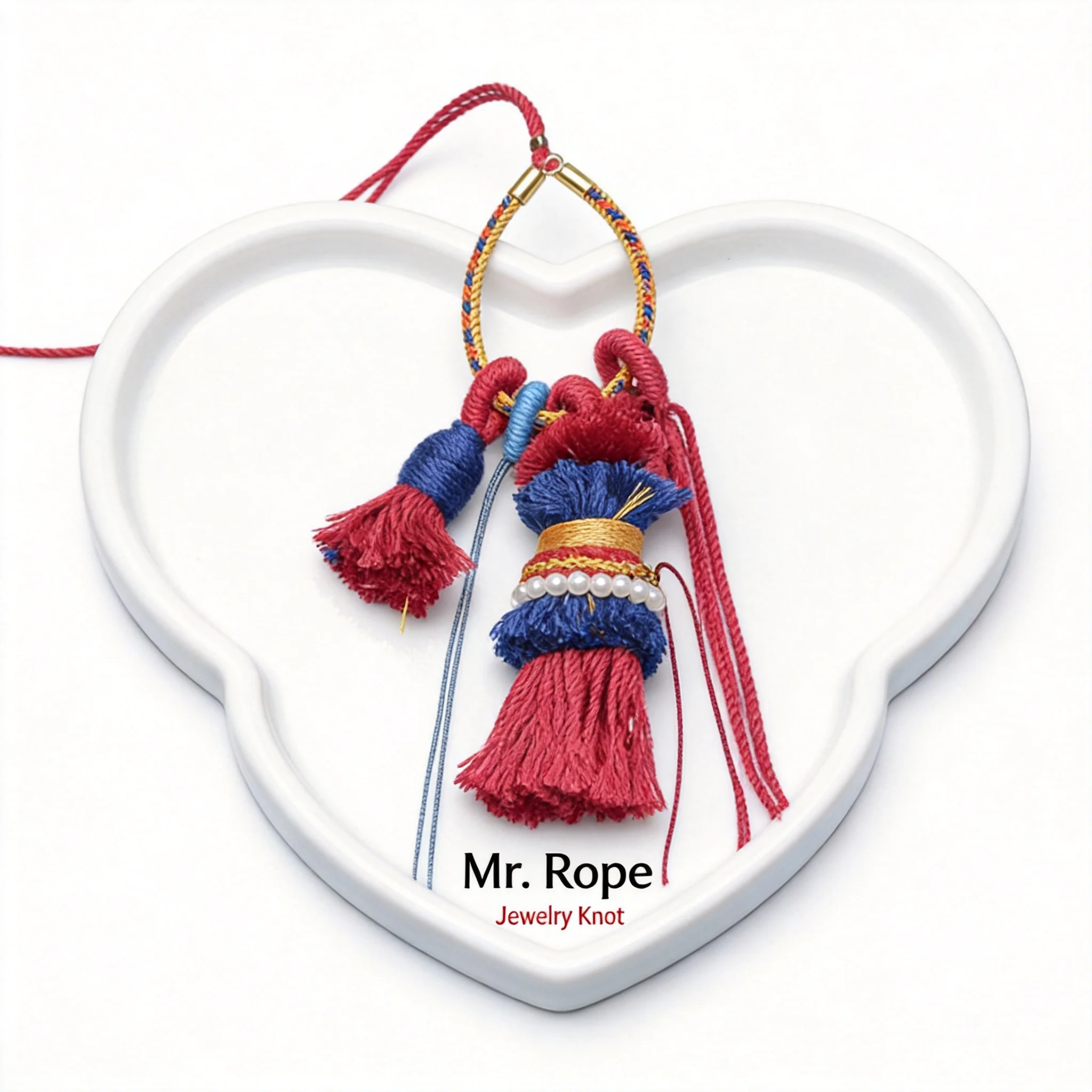 Chinese Traditional Lucky Hand Woven Color Block Tassel Pendant Rope Diy Jewelry Accessory Bag Charm Car Hanger Cotton Cord Bles