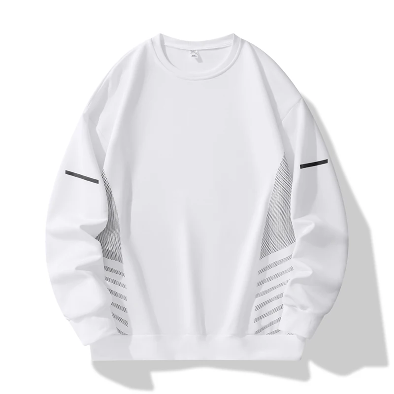 Spring Autumn Men\'s Clothing Round Neck Pullover Lantern Long Sleeve Striped Printing Casual Loose Hoodies High Street Tops