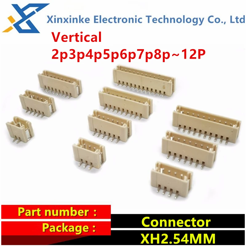 10PCS Vertical XH2.54 2p3p4p5p6p7p8p~12PIN 2.54mm Connector Socket Pin Header Straight Right Angle Vertical  Housing Terminal