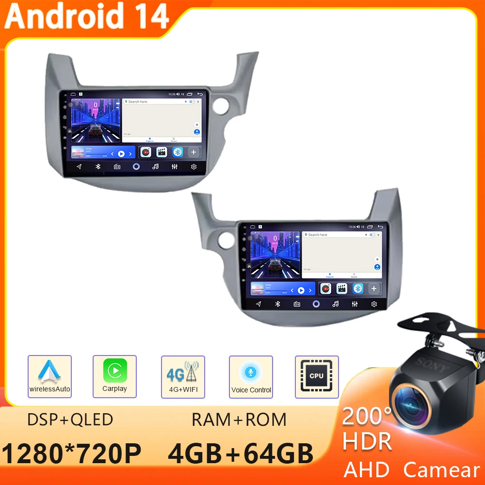 

Android 14 для Honda Jazz 2 GG 2008 - 2014 Fit 2 GE 2007 - 2014 LHD/RHD автомобильное радио GPS-навигация Мультимедиа 4G No 2din DVD