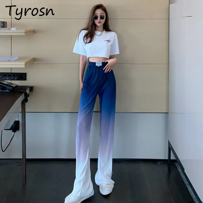 

Pants Women Fashion Design Autumn Korean Style Gradient Color Casual Shinny Straight Trousers Streetwear Charming Youthful Cozy