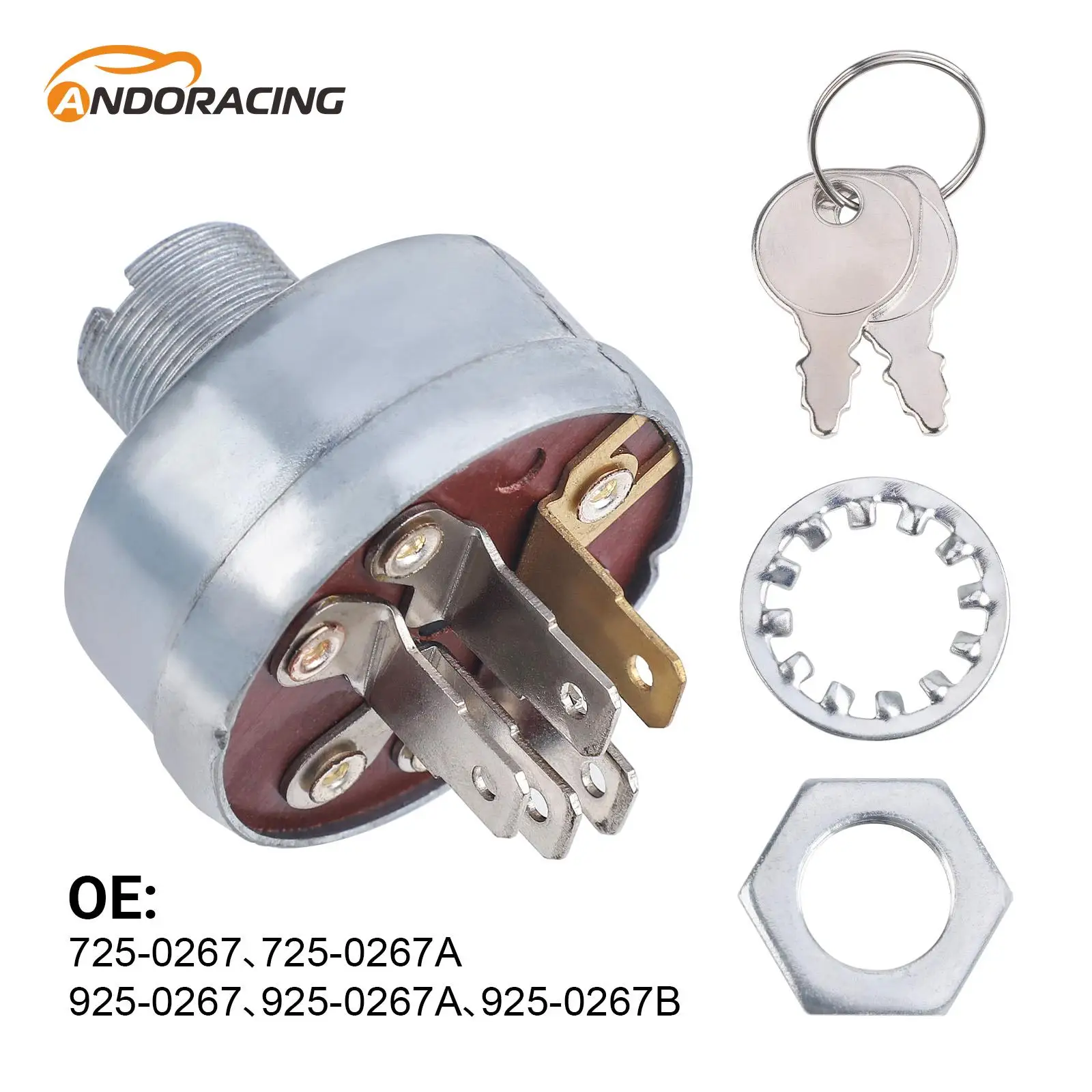 

Lawn Mower Ignition Starter with 2 Keys 5 Spade Terminal Engine Starter Switch For Husqvarna Noma Roper Stiga 725-0267 925-0267A