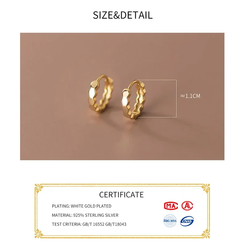 INZATT Trendy Real 925 Sterling Silver Simple Glossy Polygon Hoop Earrings For Women Classic Fine Jewelry Geometric Accessories