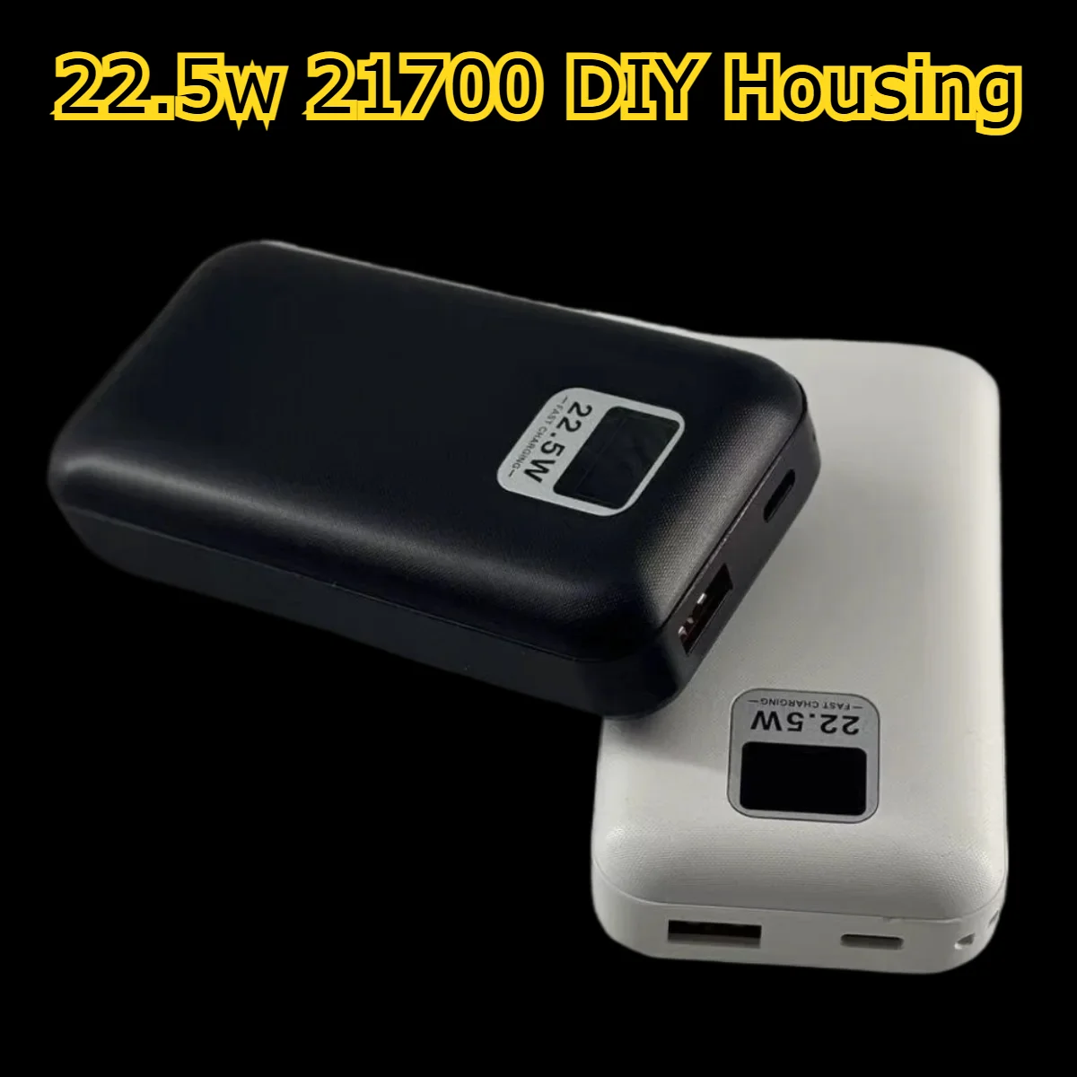 22.5w 21700 DIY Housing Battery Power Bank Battery Case Empty Powerbank Shell for 2pcs 21700 Batteries Detachable Box 10000mah