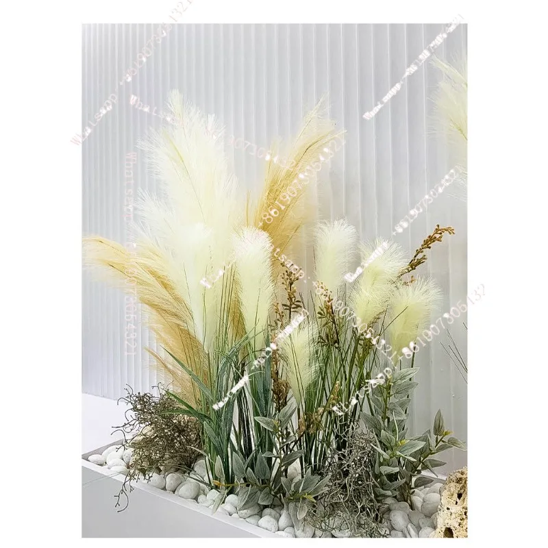 

Имитация растений хоундстул, бионические тростники, высокие зеленые растения от пола до потолка, декор для гостиной, искусственные растения в горшках.