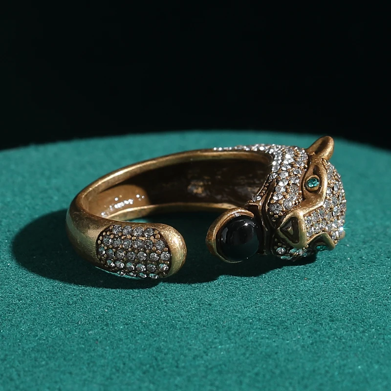

Vintage Jewelry Antique Gold Color Leopard Ring Goth Rhinestones Adjustable Accessories For Women Valentine Day Girlfriend 2025
