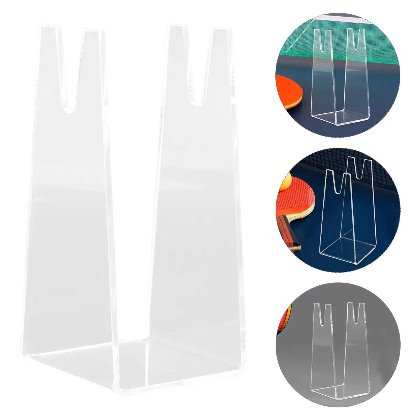 

Sturdy Clear Acrylic Table Tennis Paddle Display Stand 3Mm Thick Racket Organizer Mount for Countertop Retail Display Shelf