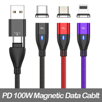 100W PD Magnetic Type C Cable 5A Fast Charging Charger Wire for Macbook Magnet Micro USB C Cable for iPhone Samsung Xiaomi 1M