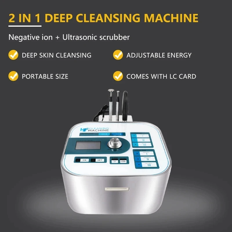 2 in 1 Deep Facial Cleansing Machine Ultrasonic Scrubber Negative ion Cleansing For Bleak Head Remove Shrink Large Pores