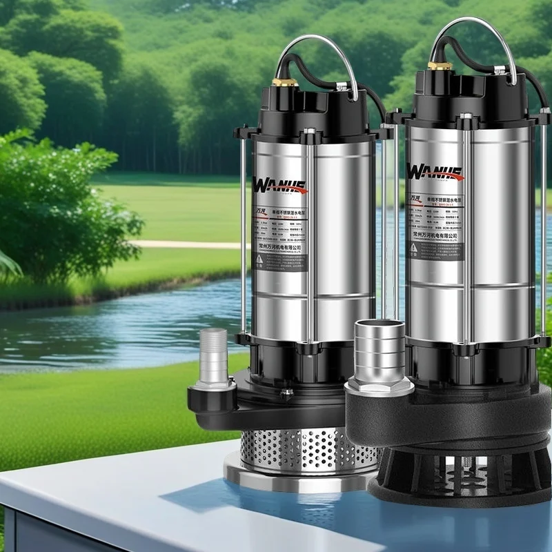 WANHE 220V Stainless Steel Submersible Pump Home Car Wash Watering Vegetable Agricultural Irrigation Clean Water Pump