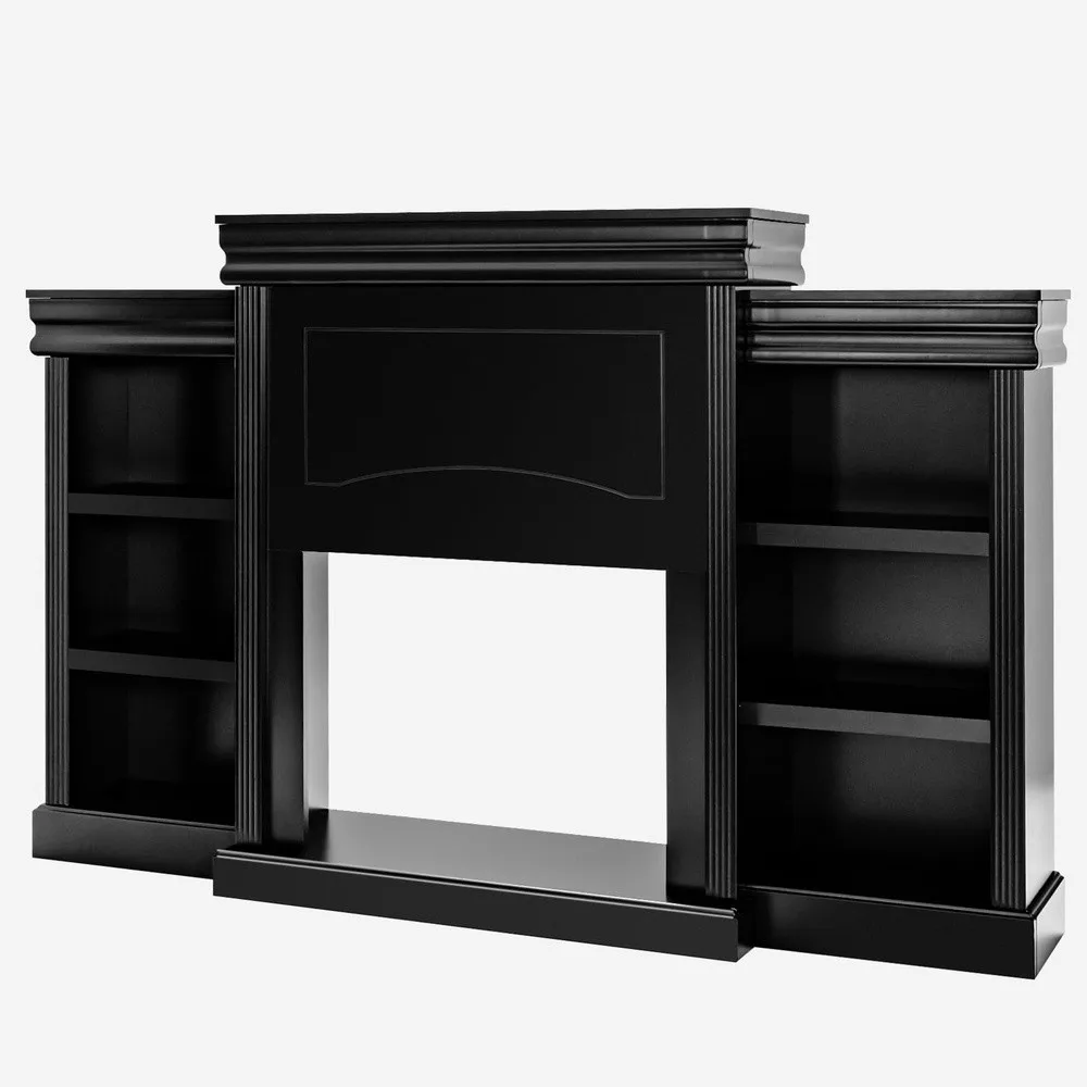 70’’ Fireplace Mantel with Storage Shelves Wood Mantel Console Table for 28.5’’ Electric Fireplace Media TV Stand for