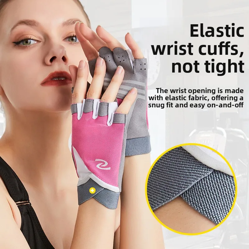 Men Women Half Finger Fitness Gloves Non Slip Wear Resistant Shock Absorption Breathable Training Gym Workout Pull Up Bar