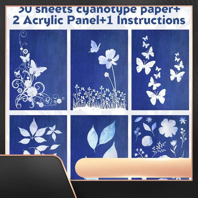 

30 листов цианотипной бумаги с 2-листовой акриловой панелью, набор бумаги для печати солнца, цианотипная бумага-N34R