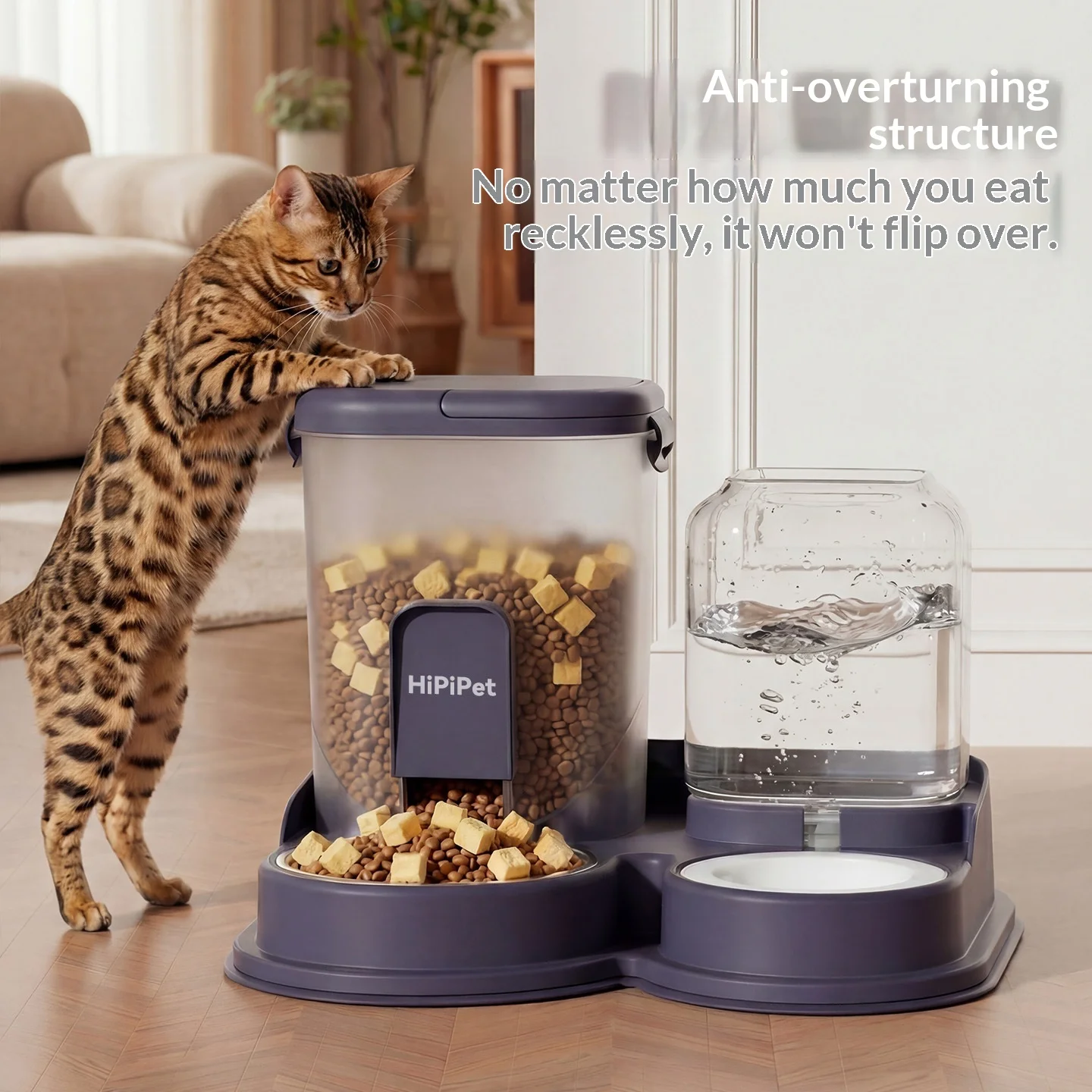 Comedero y bebedero 2 en 1 para gatos y perros acero inox automático - imagen 3