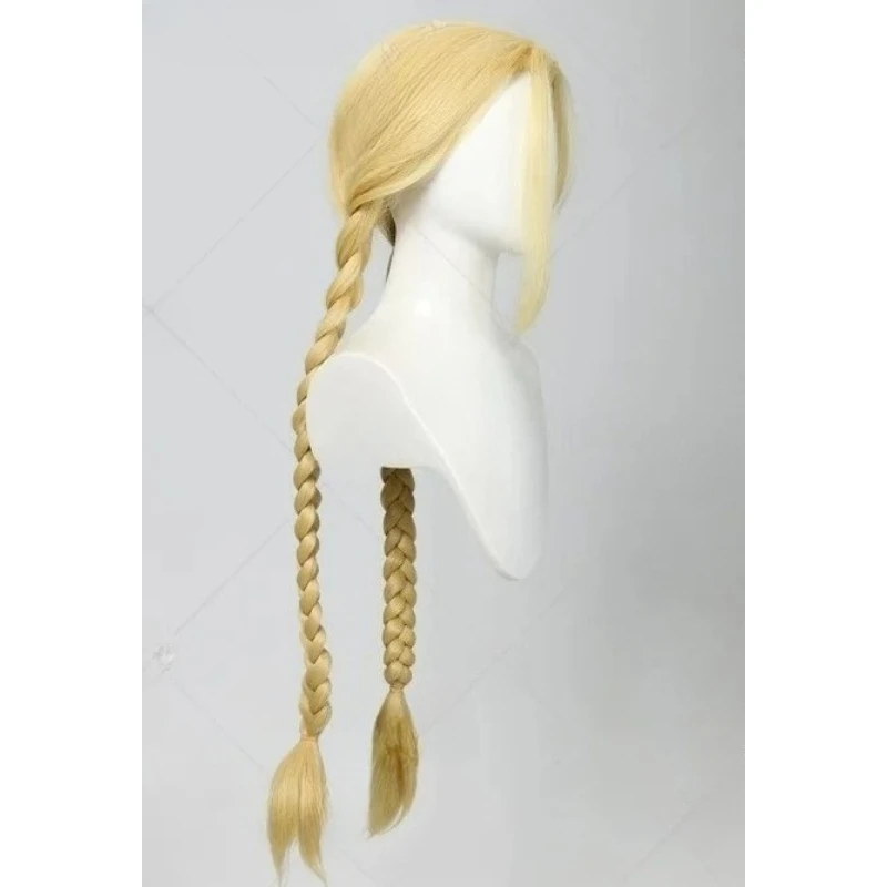 Party Synthetic High-Temperature Yarn Miccostumes Cammy White Cosplay Wig Long Golden Braid Wig