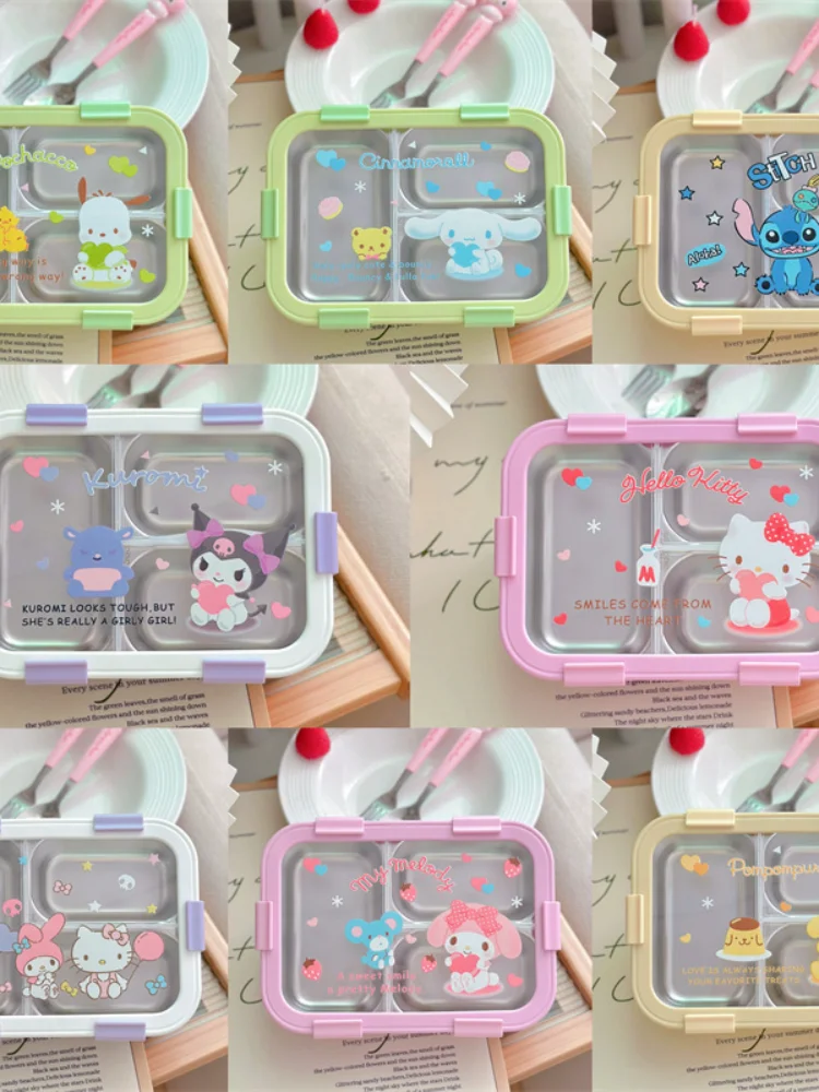 

Горячий ланч-бокс Sanrio для девочек Hello Kitty Kawaii, аниме, модный портативный изоляционный ланч-бокс большой емкости, подарок, комплект домашних товаров